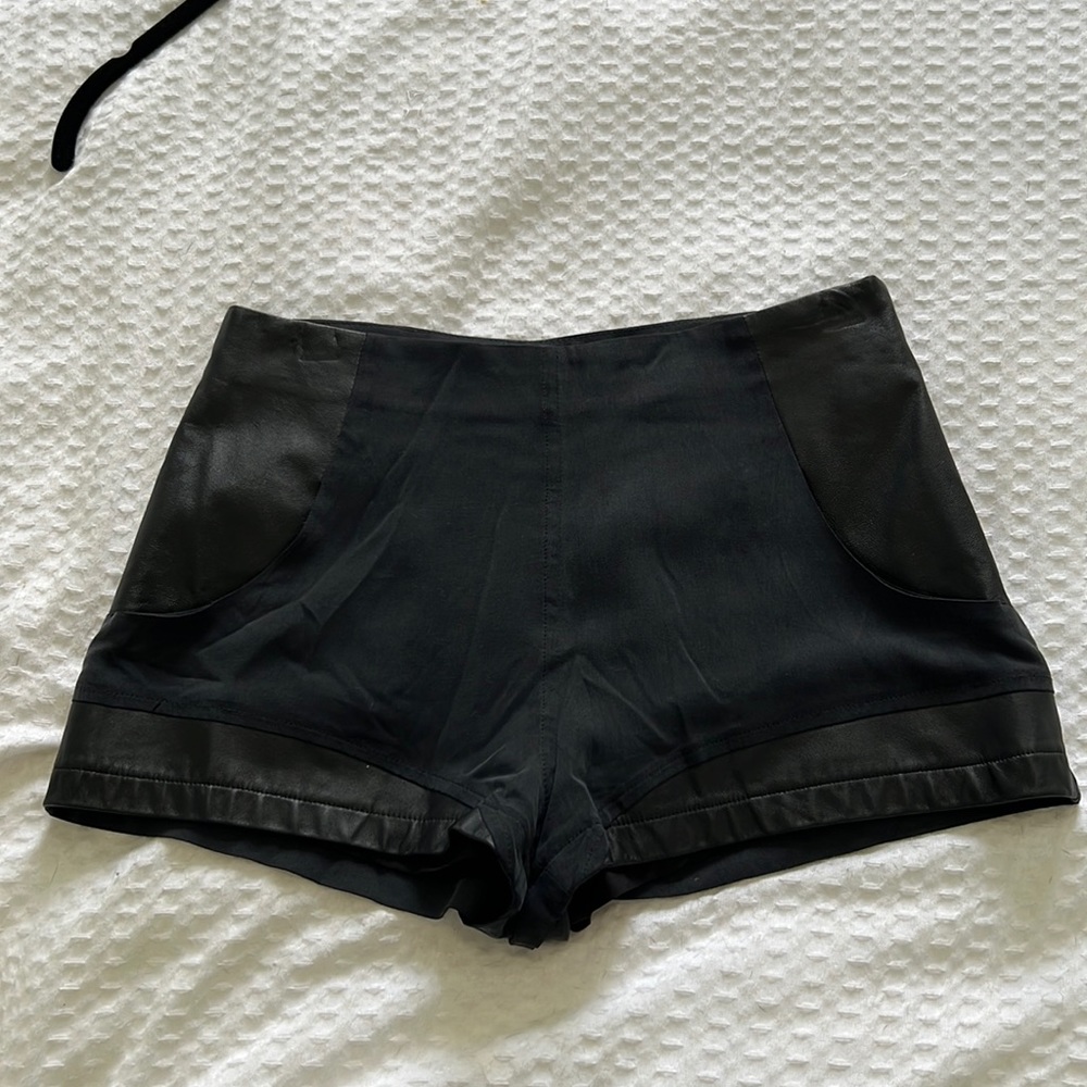 Silk & leather hot pants